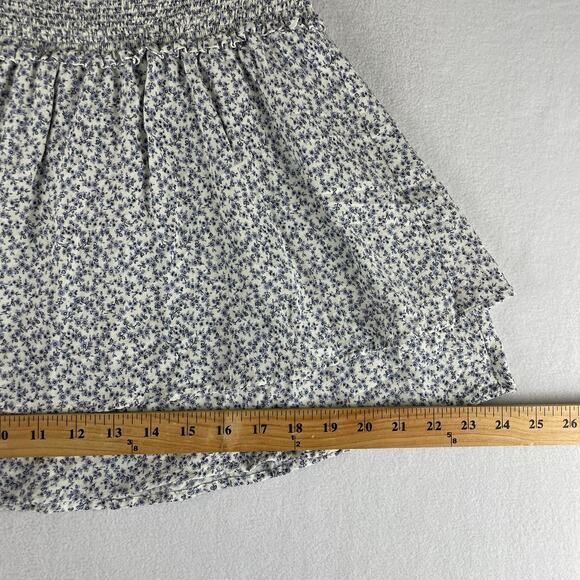 Rails Addison Mini Skirt White/Blue Floral SZ XS Elastic Smocked Waist - Picture 6 of 10